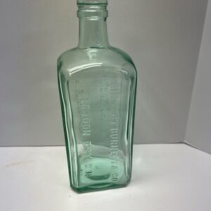 Sir Robert Burnett & Co London Dry Gin Liquor Bottle Green Tint Glass Square 9"